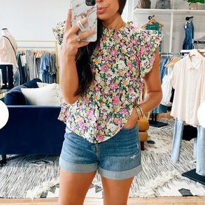 Ruffle Sleeve Floral Top NWT
